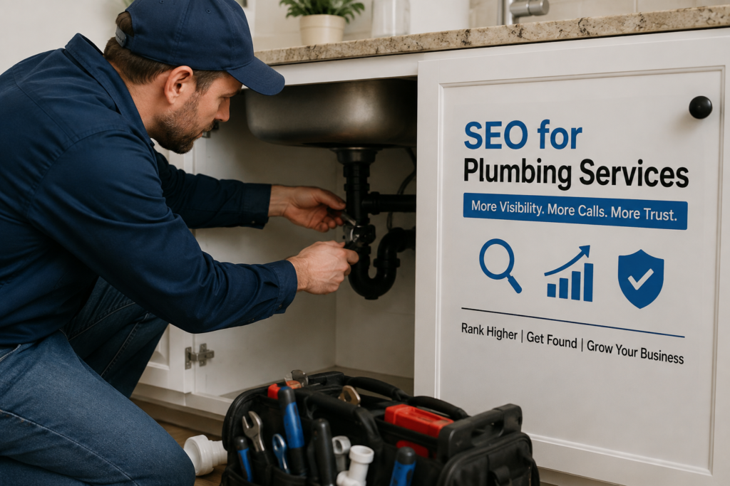Alt Text: SEO for plumbing services helping a plumber improve online visibility and attract more customers.