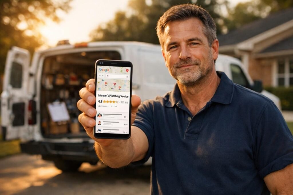 “Google Maps local results highlighting the best way to advertise a plumbing business for nearby customers